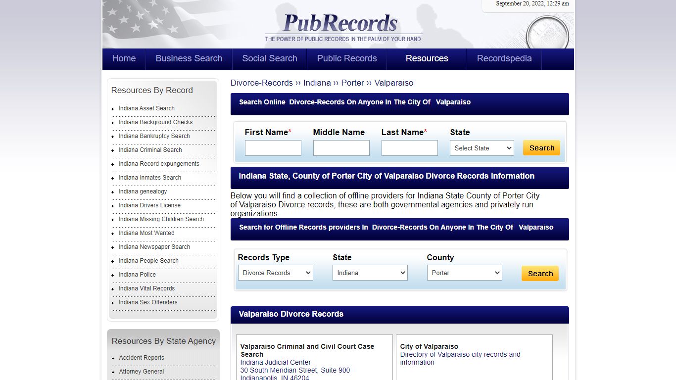 Valparaiso, Porter County, Indiana Divorce Records - Pubrecords.com