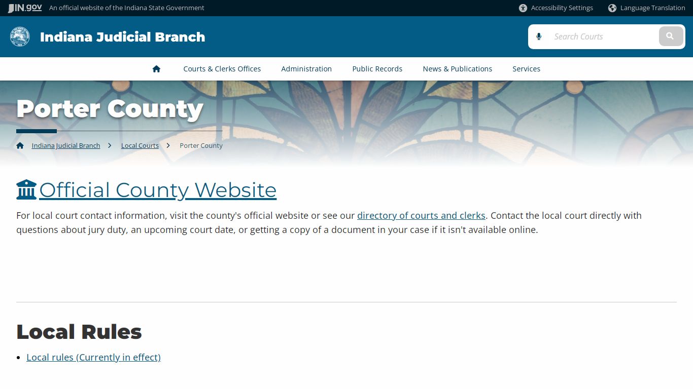 Indiana Judicial Branch: Porter County - Courts